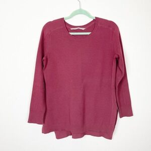 Athleta Woman's Sz M Brick‎ Red Waffle Knit Honeycomb Merino Wool Blend Sweater